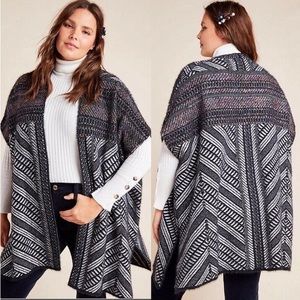 Anthropologie X Molly Bracken Sally Geo Sweater Cardigan Poncho